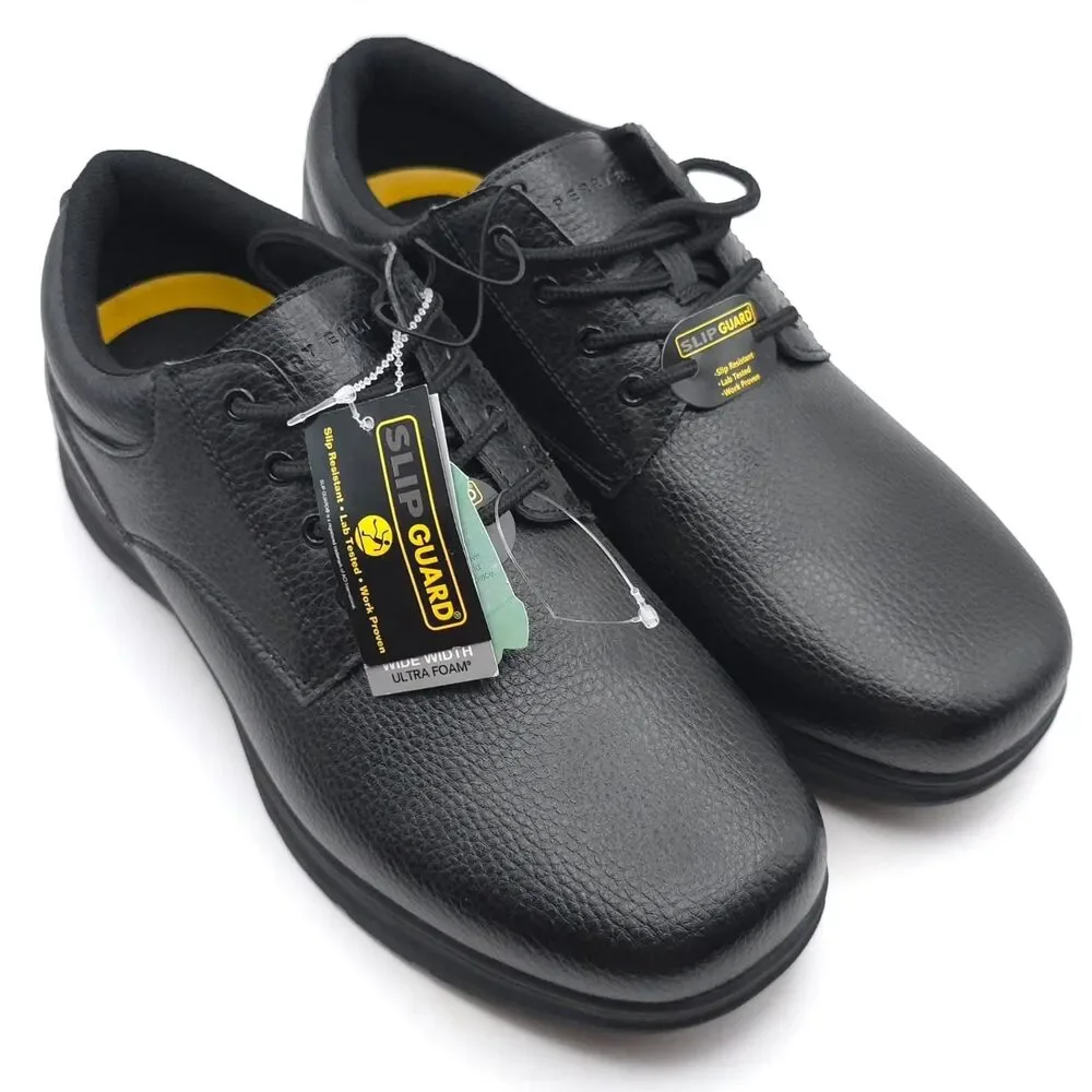 PERRY ELLIS PORTFOLIO New Men's Work Shoes Black 10 Wide Ultra Foam‎ Slip Guard